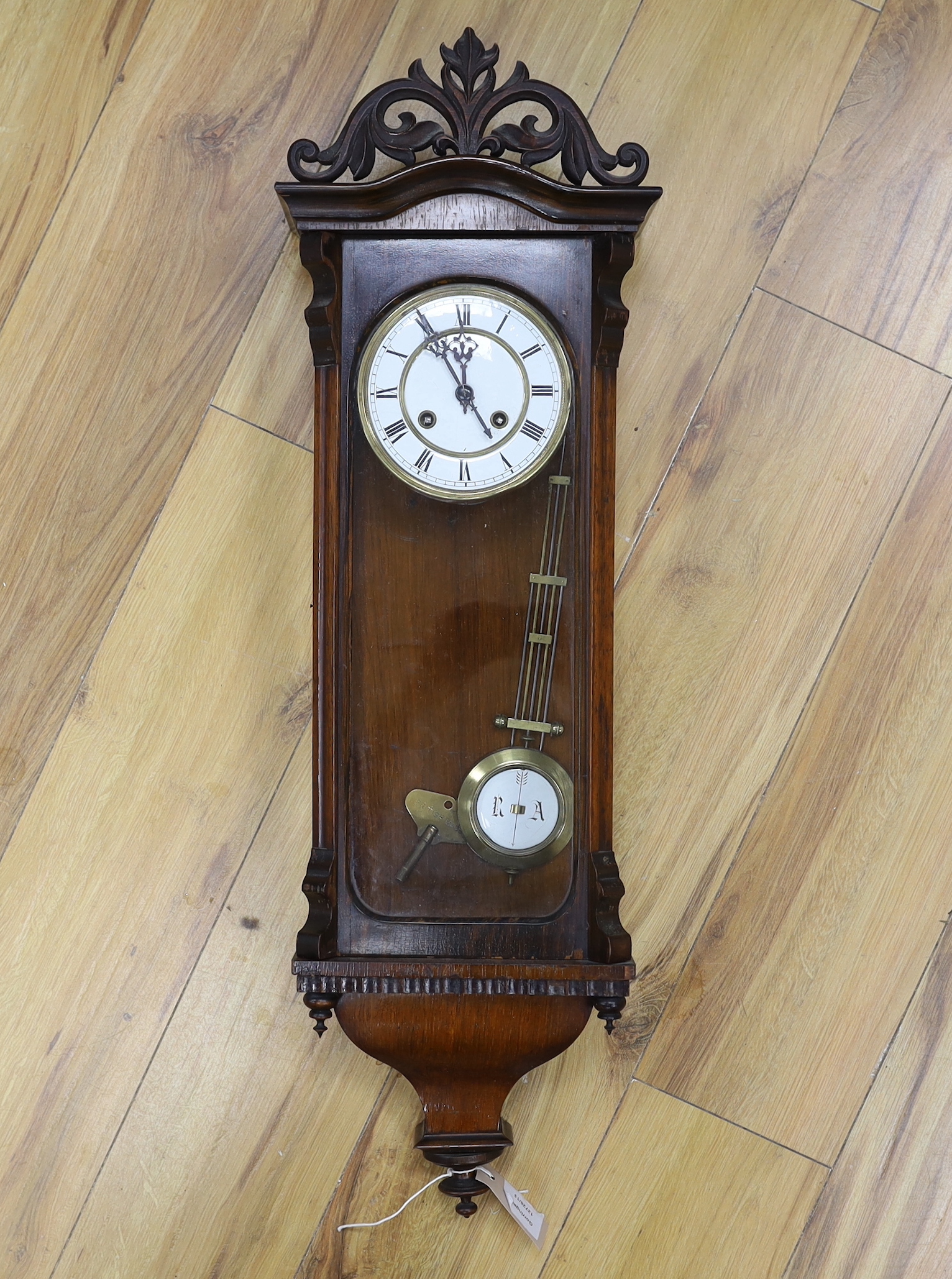 A late 19th century rosewood cased Vienna regulator, 81cm